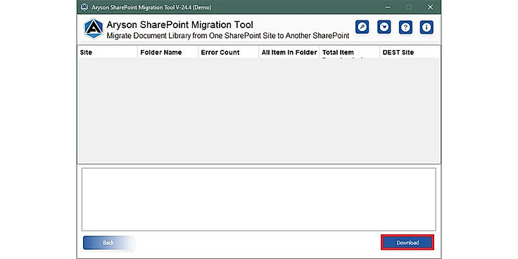 Finally, enter the SharePoint Credentials and click on the Download button to convert migrate SharePoint to a SharePoint account.