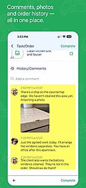 Comments, photos and order history in one place