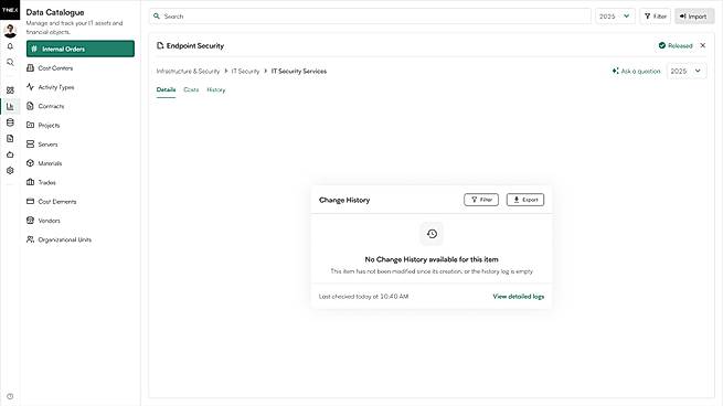 Timestamped change history
