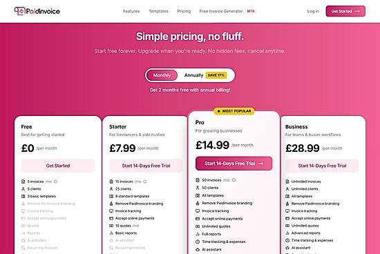 Simple pricing with a free forever plan