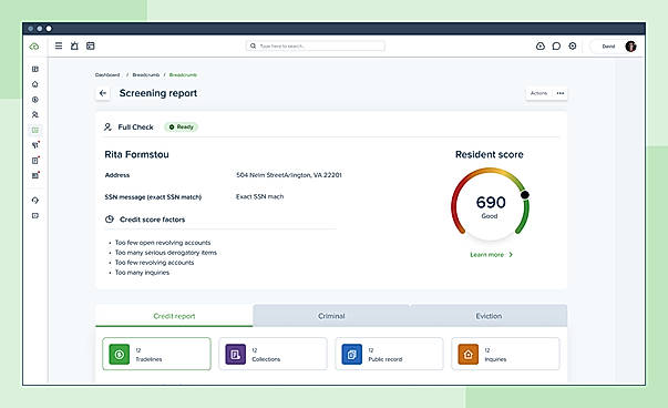 Built-in Tenant Screening