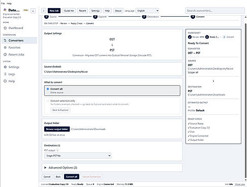 Start OST to PST Conversion