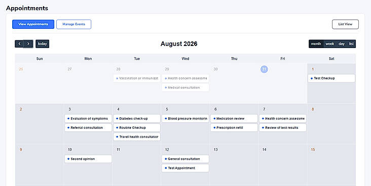 Appointment - Calendar View